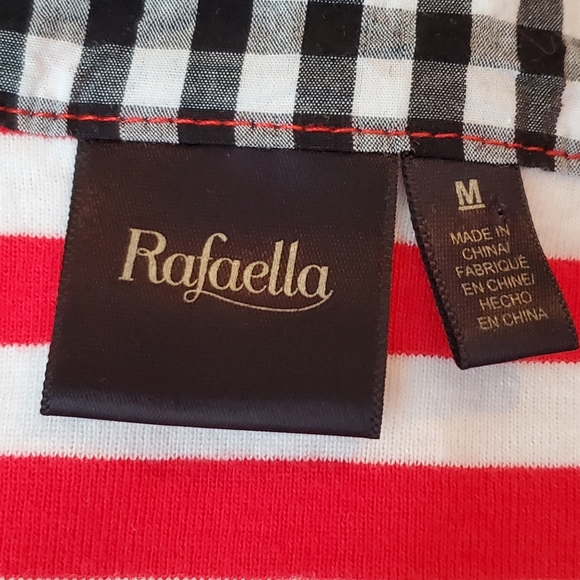 Rafaella Red Striped Top With Gold Buttons Size M - Picture 5 of 6
